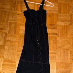 Dark Blue Denim Button-Down Dress